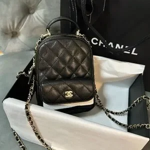 [CHANEL]★Classic Mini Backpack★Black Chanel Classic Mini Backpack 24C Black Caviar LGHW - Luxe
